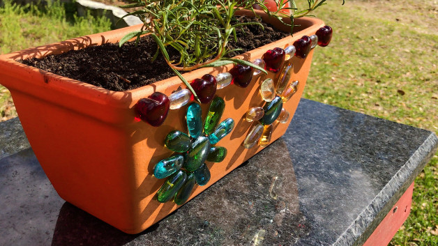 DIY Herb Garden In A Decorated Flower Pot